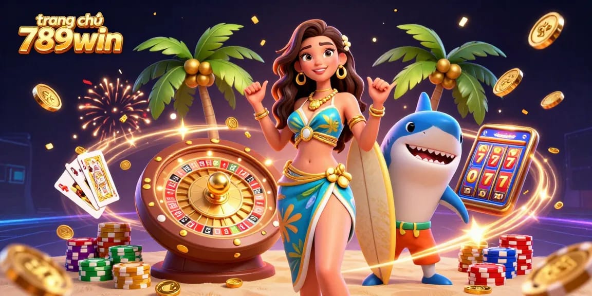 Engage with thrilling gameplay at trang chủ 789win, showcasing vibrant slot reels and charismatic characters.