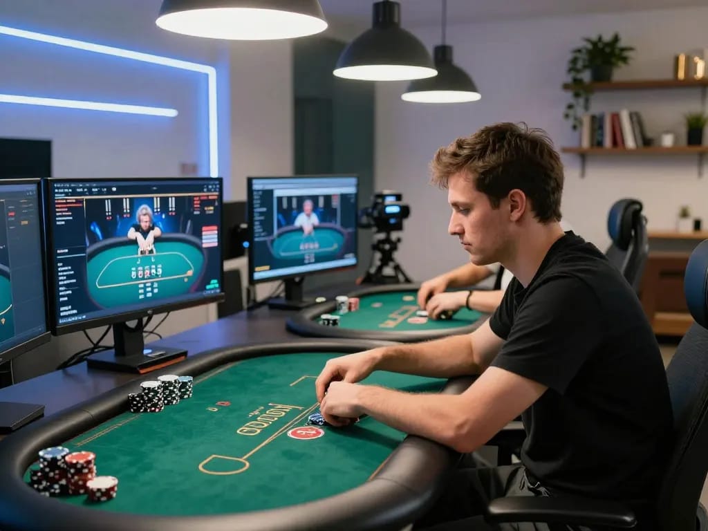 Experience intense online poker gameplay at 888NOW with a professional player at home.