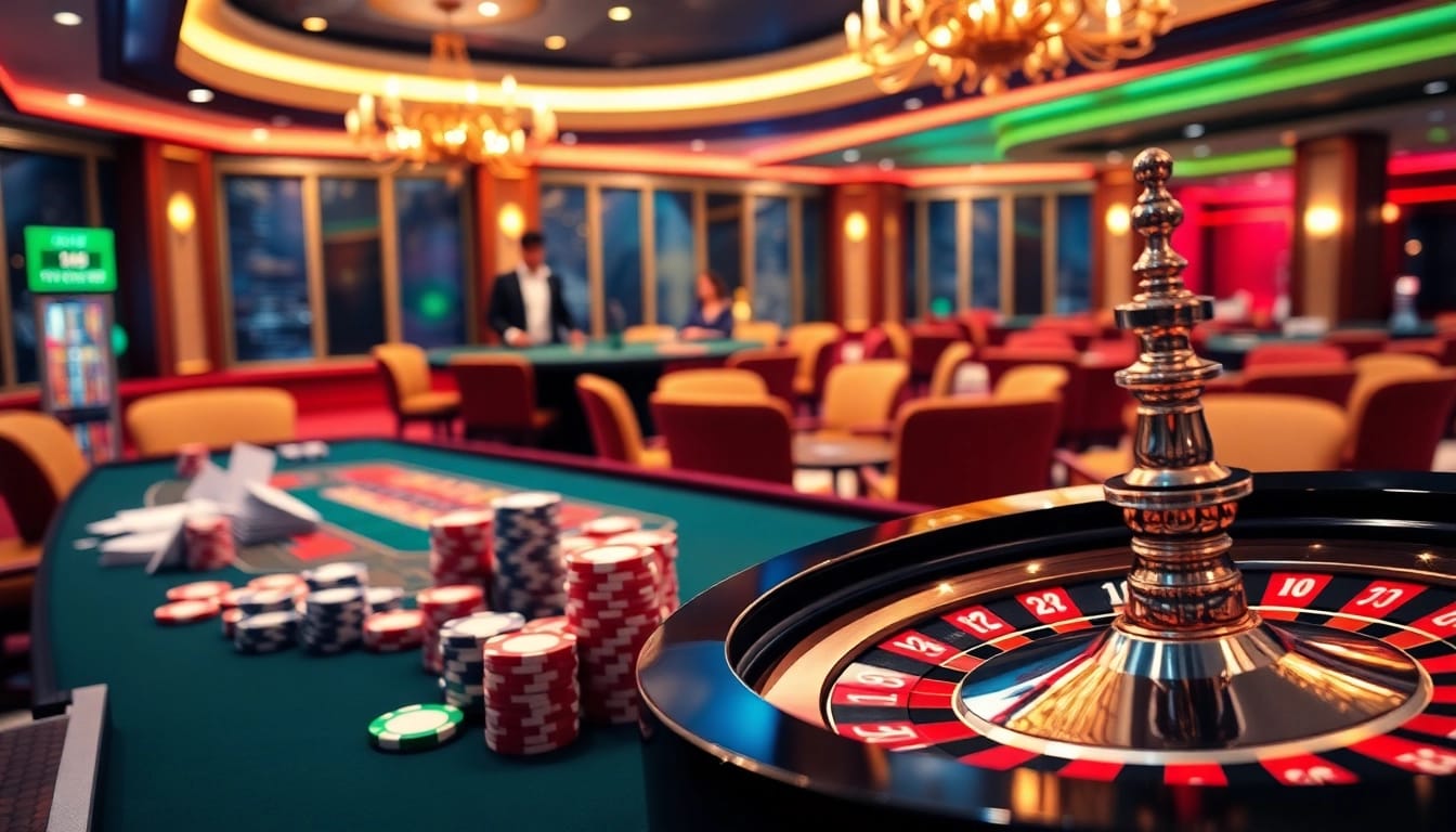 Experience the thrill of uu88 with vibrant casino scenes featuring exciting games and luxurious ambiance.