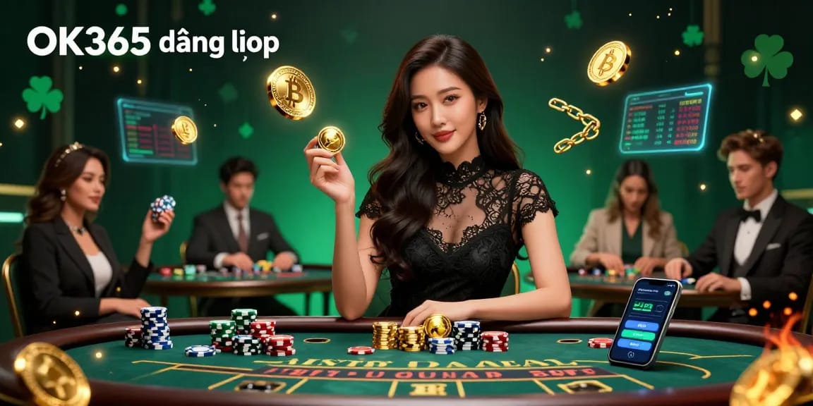 Engage with the dynamic atmosphere of OK365 đăng nhập at a VIP baccarat table with golden chips.