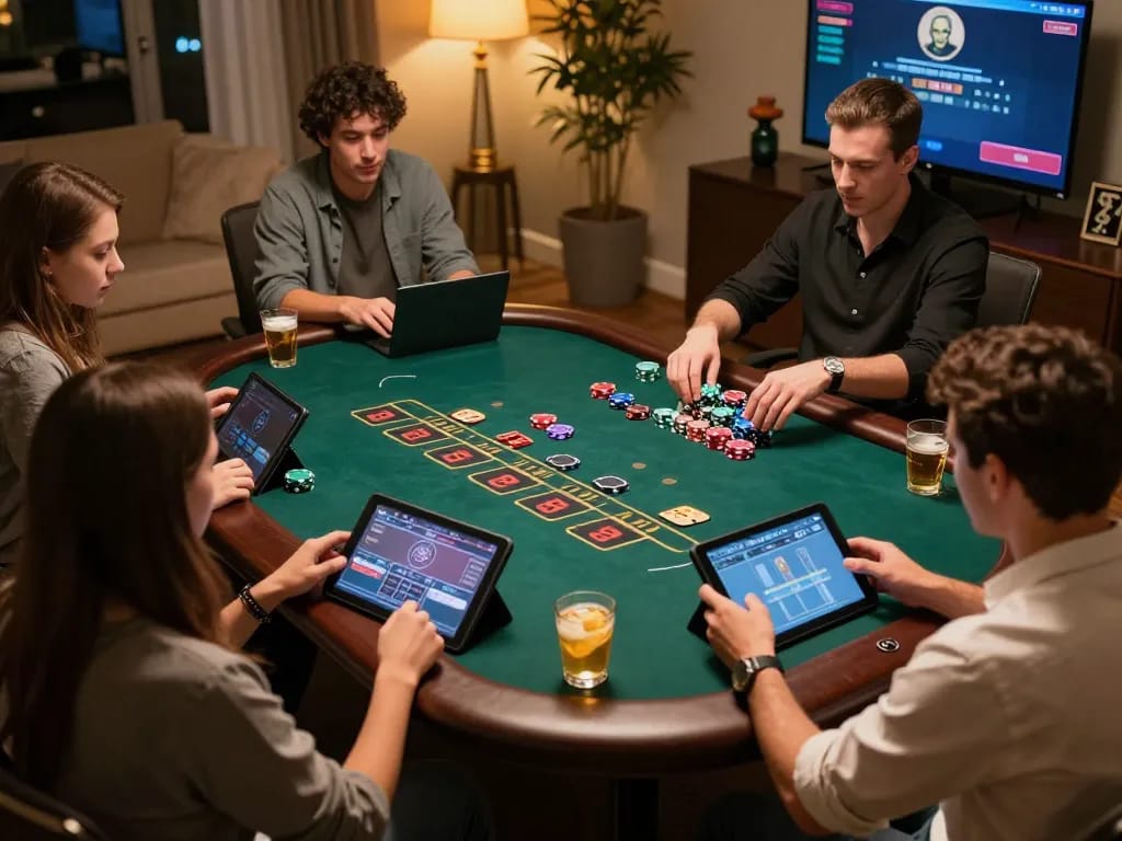 Players enjoying an exciting online blackjack game at ww88aw from home, engaged in gameplay and strategy.