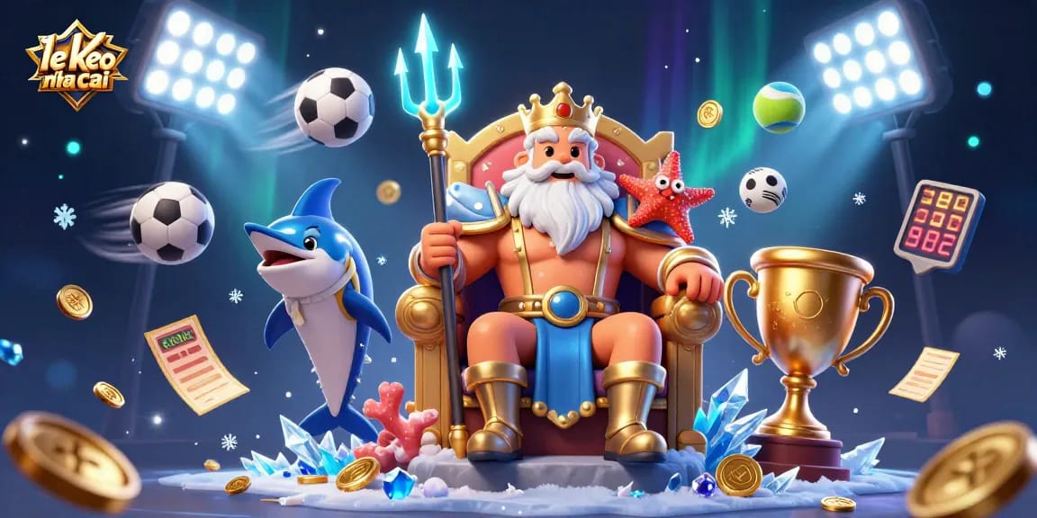 Experience the excitement of ty le keo nha cai with Neptune and sports elements in this dynamic scene.