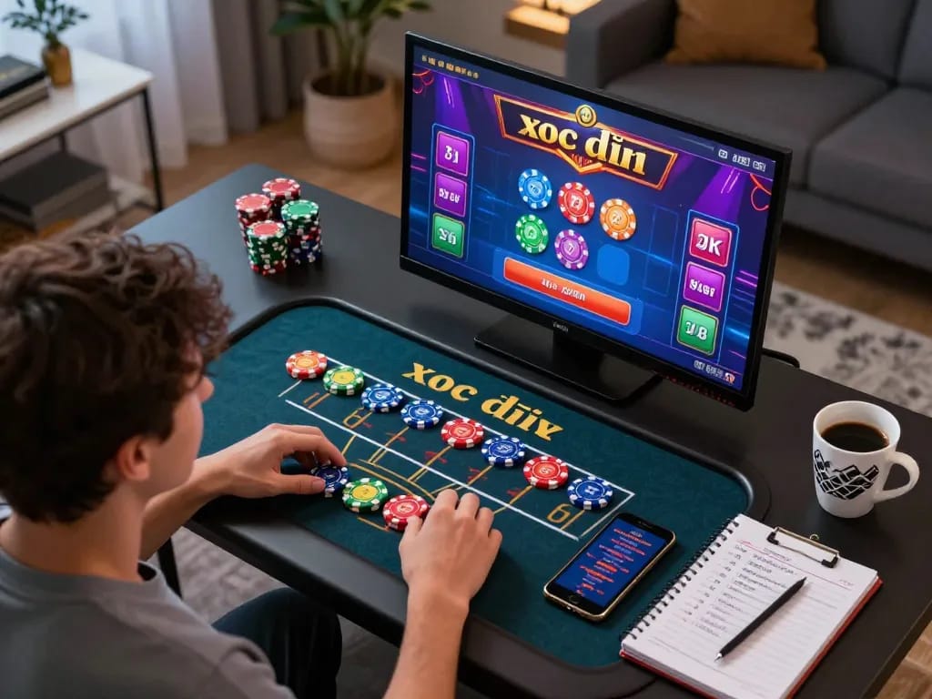 xóc đĩa online gameplay with vibrant chips and user-friendly interface on a tablet