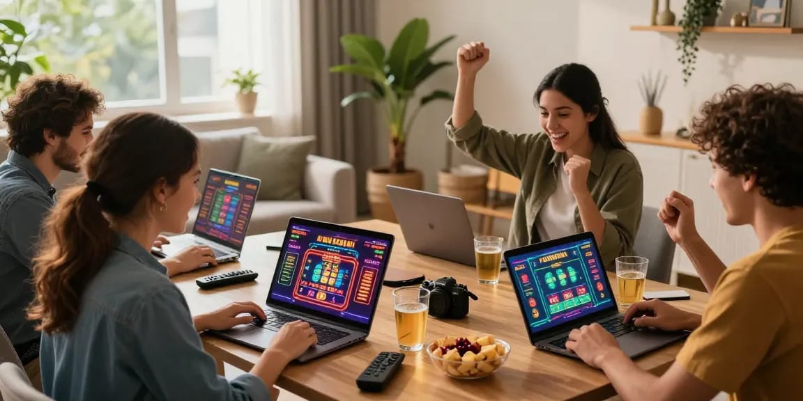Players enjoying online casino games at home, highlighting https://brcs.co.uk and the thrill of credit card casinos.