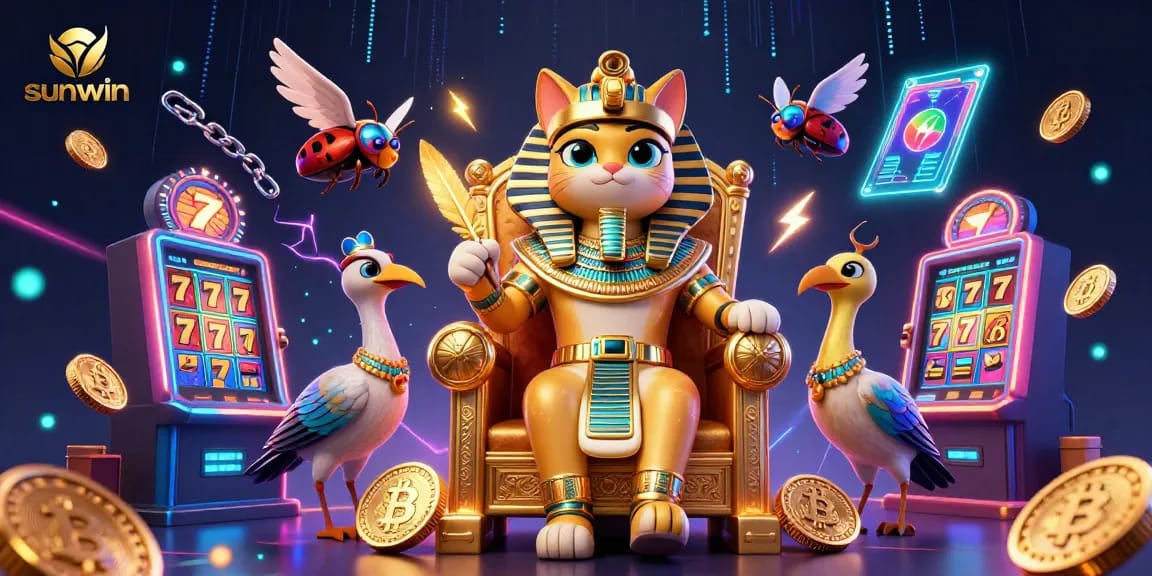 Engage with thrilling slot action at Sunwin, featuring vibrant characters and dynamic gaming elements.