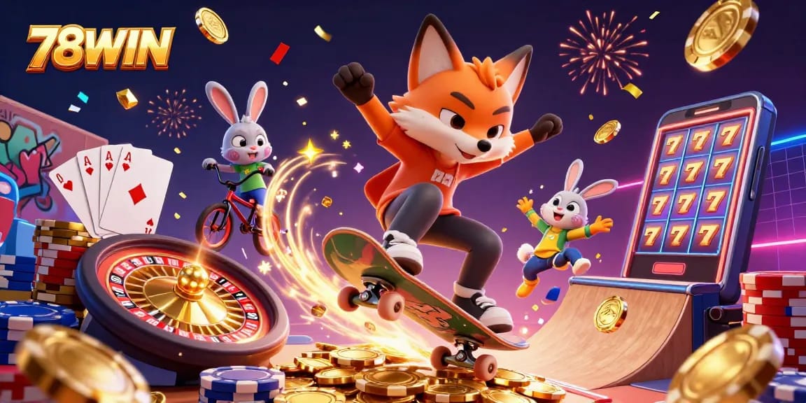 Engage in exciting gaming fun at 78WIN with spectacular casino-themed action and vibrant characters.