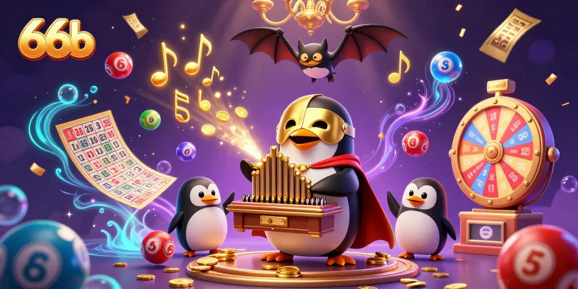 Experience winning with 66b through a vibrant 3D casino scene filled with dynamic gaming elements.