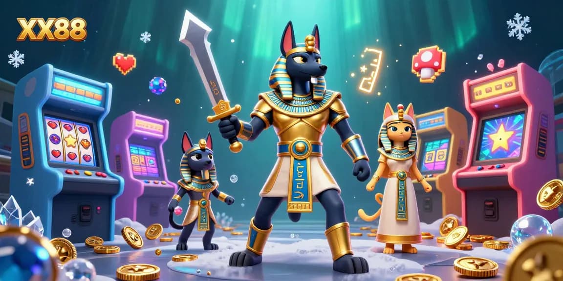 Join the excitement at XX88 with a vibrant casino-themed illustration showcasing ancient warriors and gaming symbols.