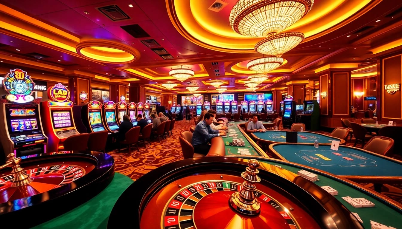 Experience the excitement of gambling at nhà cái max88 casino with vibrant gaming tables and slot machines.