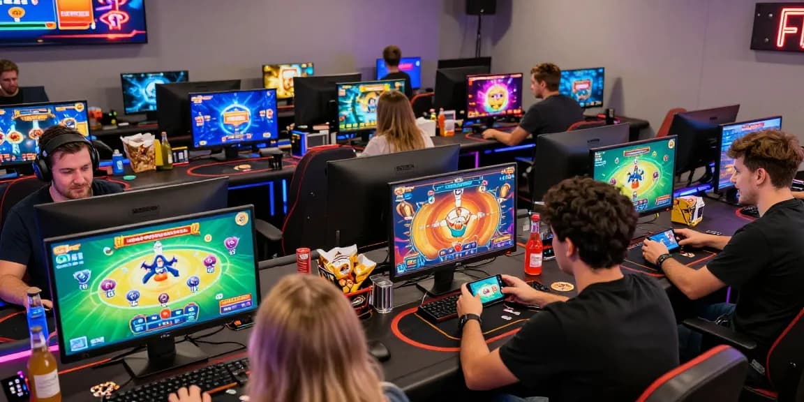 Exciting gaming atmosphere at nhà cái HELLO88 with diverse players engaging in thrilling online games.