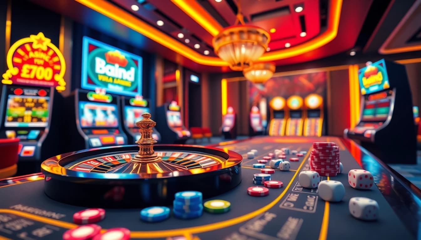 Visualize an engaging online casino scene with the ww88 platform, featuring roulette, slot machines, and vibrant betting elements.