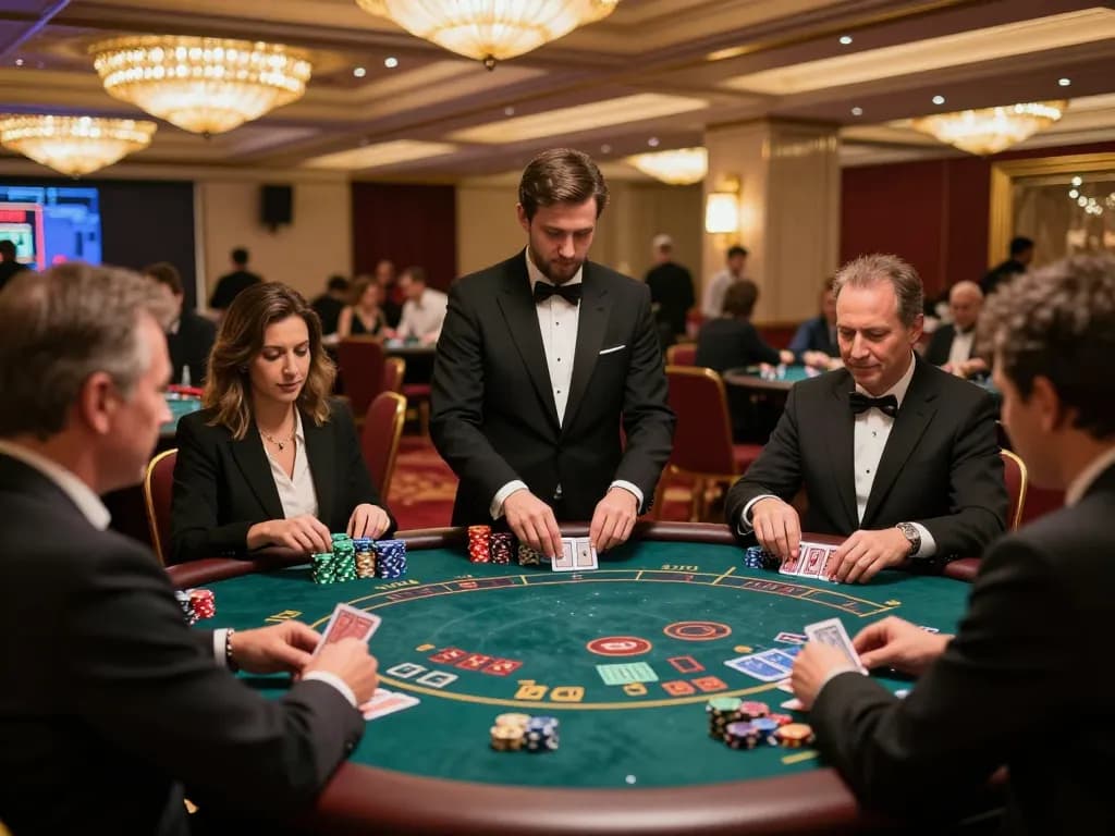 Players enjoying intense blackjack gameplay at Go 88 casino, with strategic decisions and vibrant atmosphere