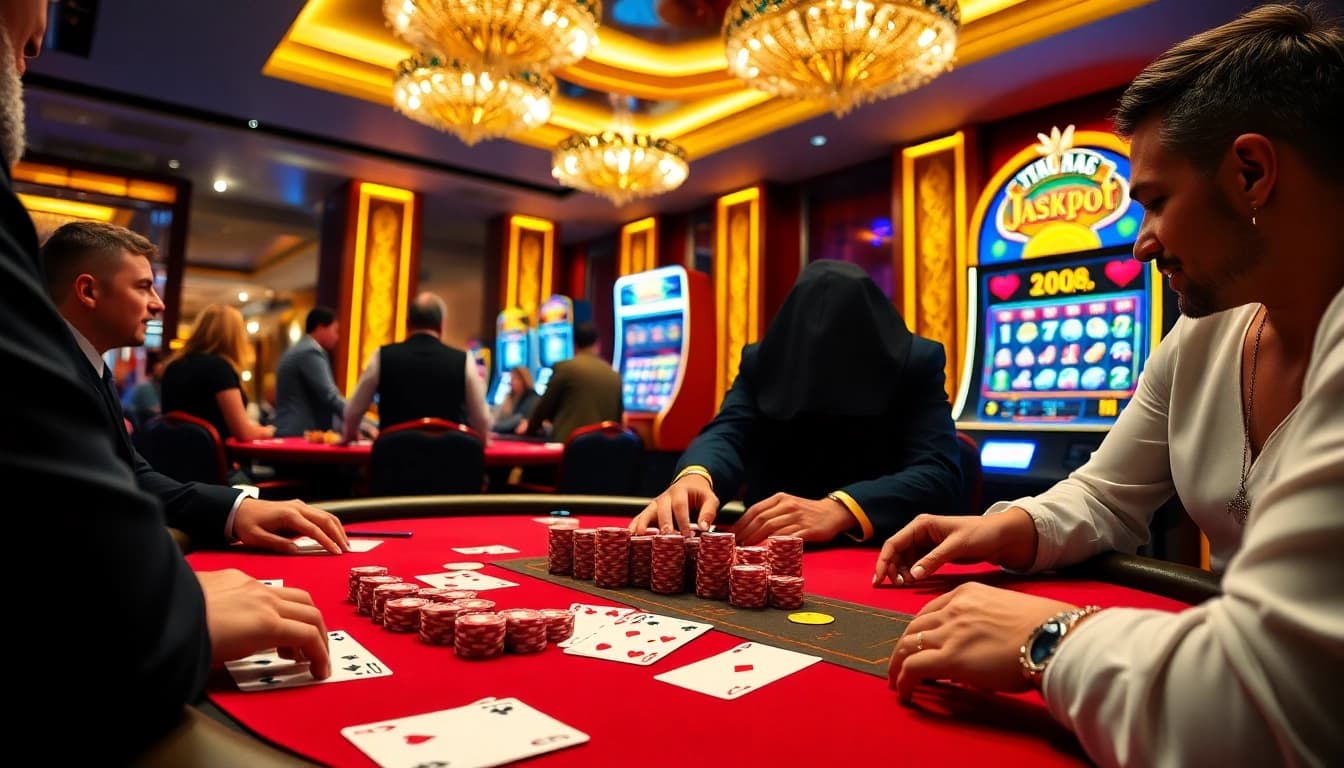 A high-stakes poker table scene at cm88 com showcasing chips and cards, capturing the thrill of online gambling.