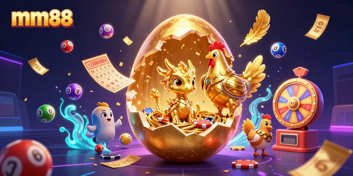 mm88 presents a captivating scene with golden dragon and colorful gaming elements invoking excitement.