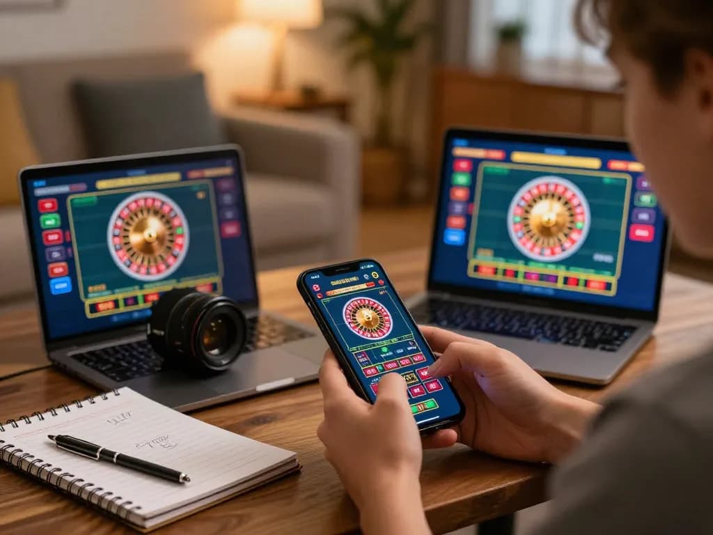 Experience online roulette gameplay at https://7m.us.com/ on a smartphone in a cozy living room.