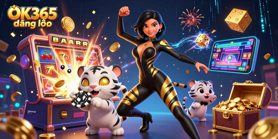 Experience excitement with OK365 đăng nhập and dynamic casino gaming elements featuring a striking scene with illustrations.