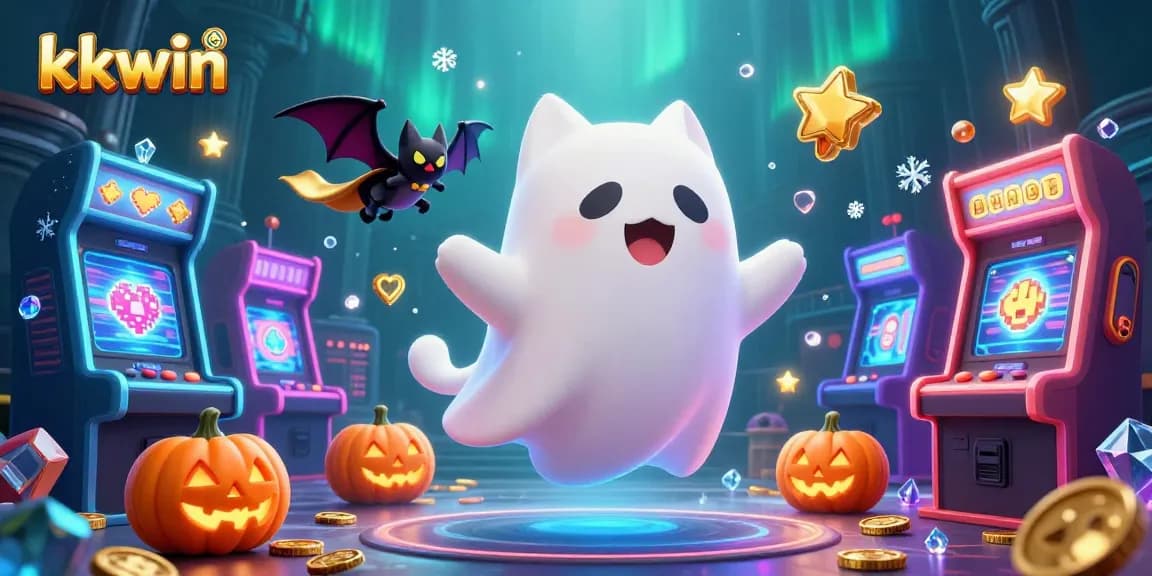 Experience the thrilling kkwin casino with the ghost cat and vampire bat in a haunted gaming wonderland.
