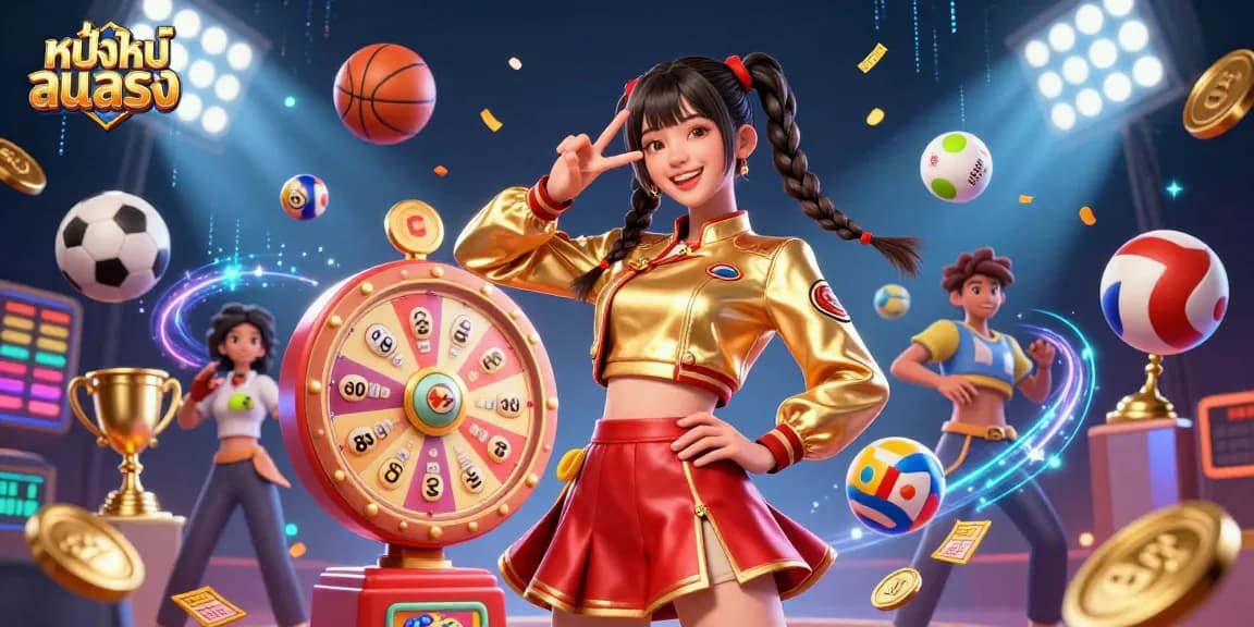 Experience thrilling gambling excitement with หนังใหม่ชนโรง, a lively digital scene featuring sports and casino elements.