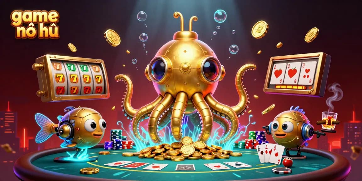Experience game nổ hũ in a thrilling underwater casino scene with vibrant characters and dynamic action.
