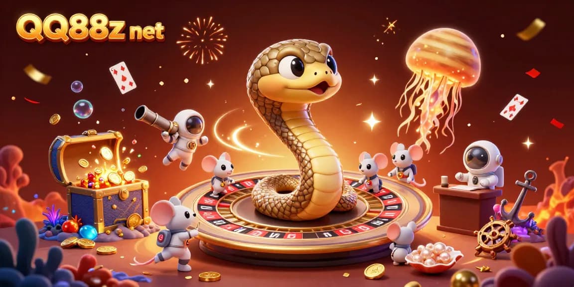 Engage in thrilling bets at QQ88z net with dynamic astronaut mice against a vibrant cosmic backdrop.