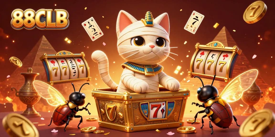 Experience the thrill of 88CLB with jackpot slots bursting from a vibrant pyramid casino.