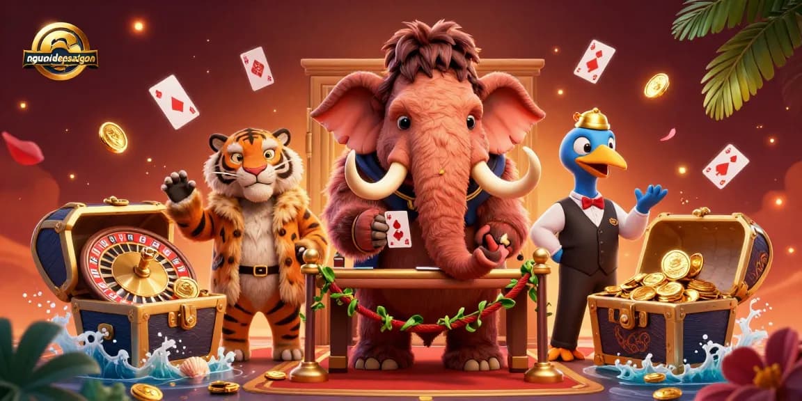 Experience the energy of nguoidepsaigon's gaming scene with vivid characters and casino elements highlighting the adventure.
