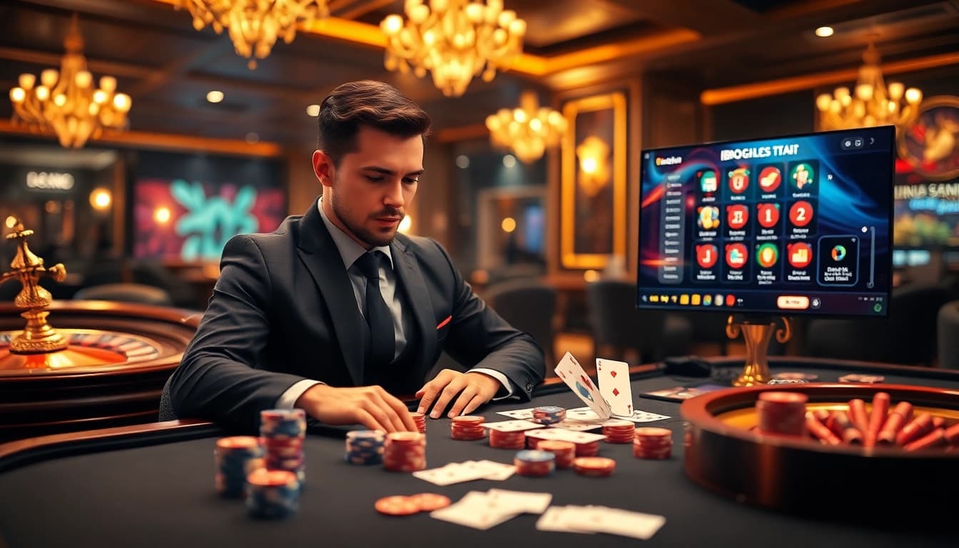 Experience the excitement of iboslot alternatif with vibrant poker chips and an elegant casino table.