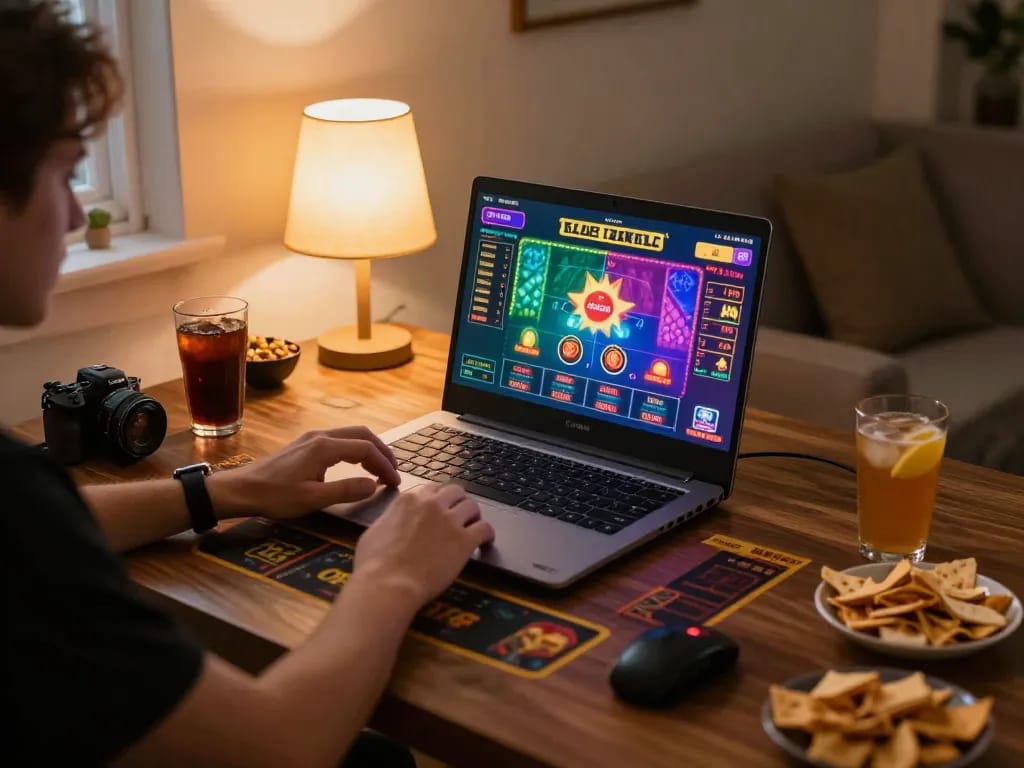 Engaging with live dealer games on XXGG online casino platform at home, showcasing user-friendly interface.