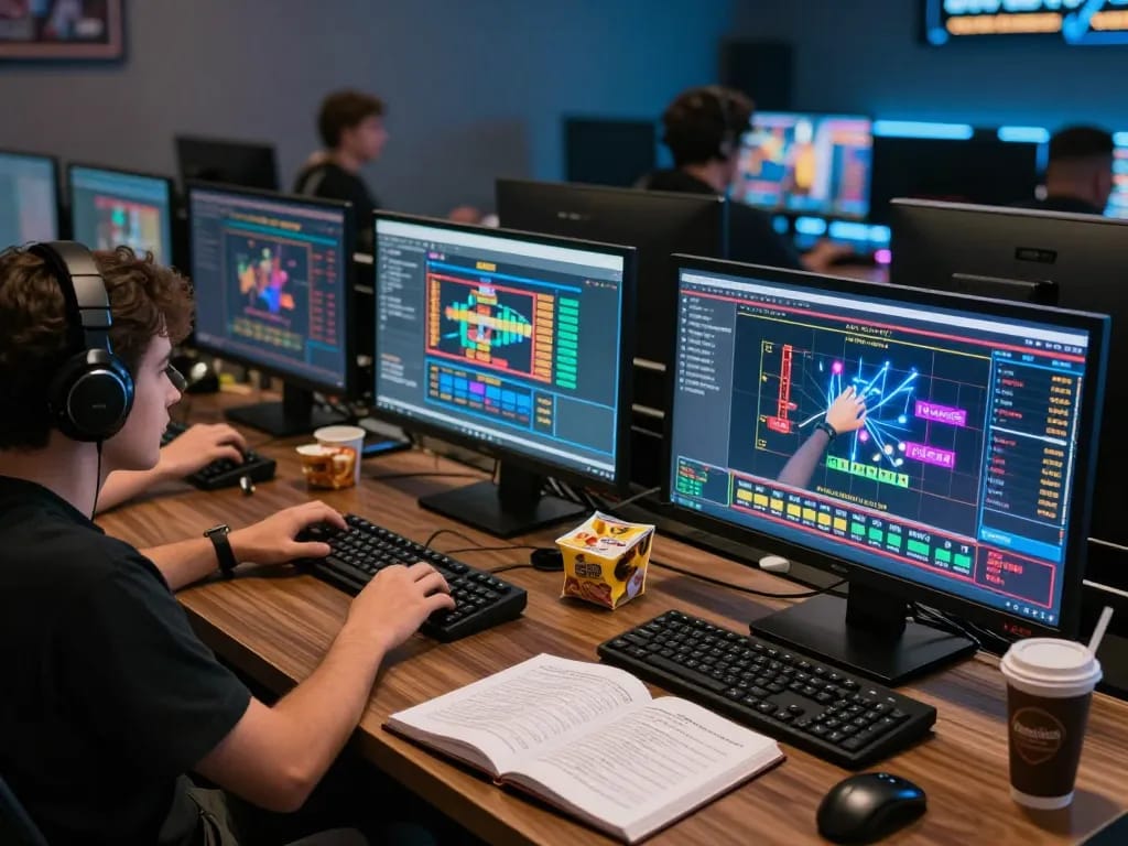 sc88bn players engaging in professional online gambling at home with strategic notes visible
