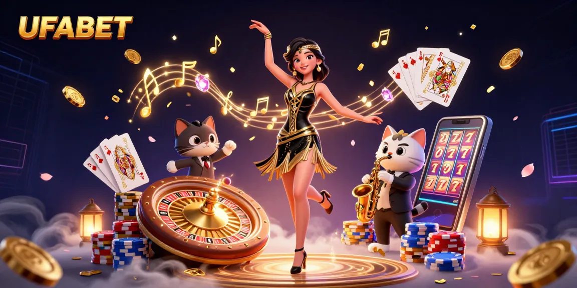 Engage with UFABET's thrilling gaming scene showcasing vibrant characters and dynamic casino elements.