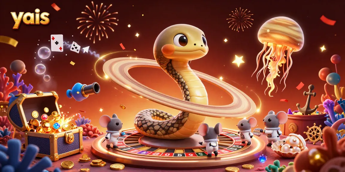Experience the thrill of yais with cartoon characters gambling and betting in an interactive celestial casino.
