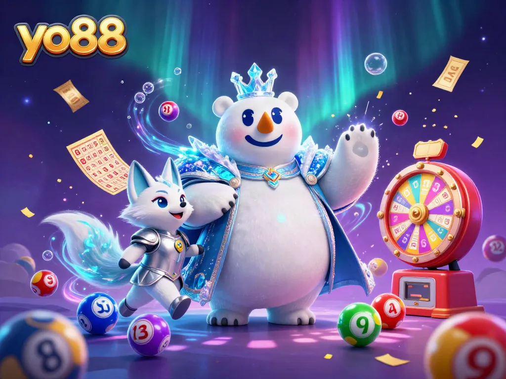 Join the fun with yo88! Experience vibrant lottery games featuring a polar bear and snow fox.