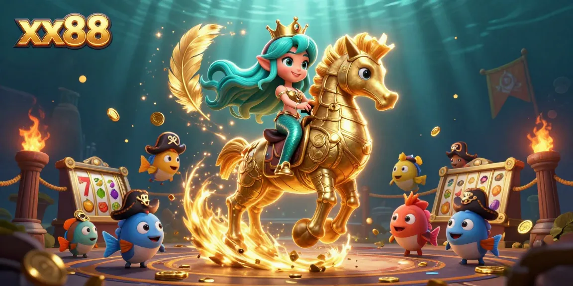 Experience the thrilling gaming action of xx88 with a captivating underwater casino adventure illustration.