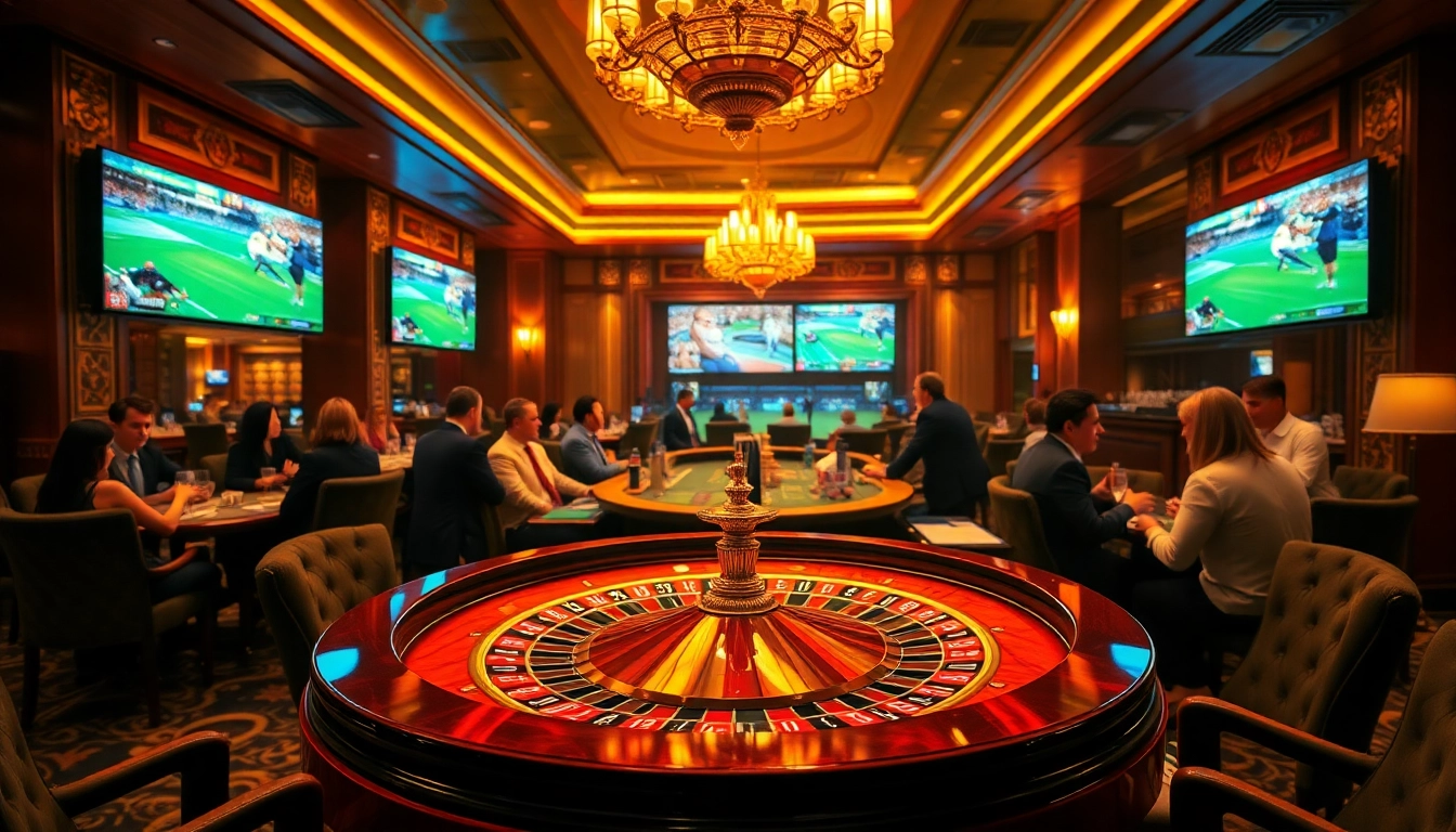 C54.gb.net offers an exciting casino experience with people joyfully placing bets at a roulette table.