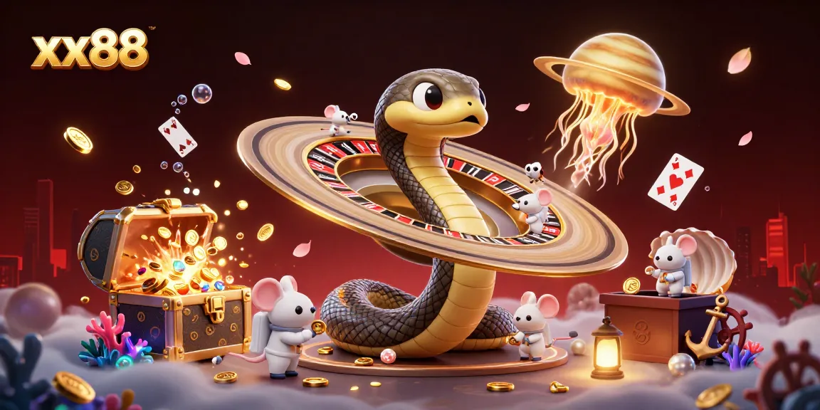 Experience the thrill of xx88 with tiny astronaut mice betting on Saturn's ring roulette.