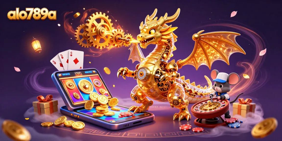 Place bets on alo789a with a dynamic scene of a golden dragon and gaming action.