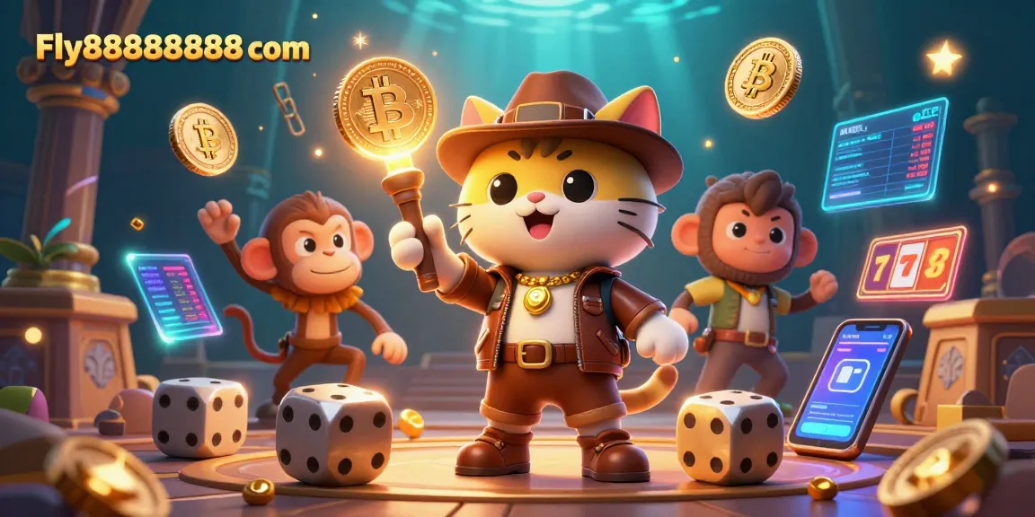 Engage in thrilling casino adventures with Fly88888888 com, featuring an archaeologist cat and treasure.