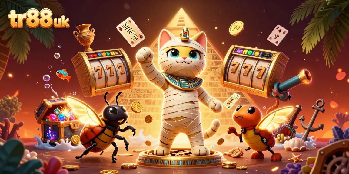 Experience thrilling gameplay at tr88 uk with an Egyptian mummy cat and jackpot symbols!