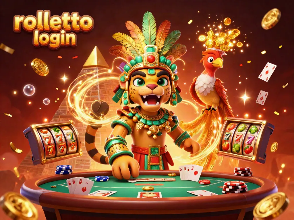 Experience rolletto login with vibrant casino action featuring the Mayan jaguar priest and poker elements.