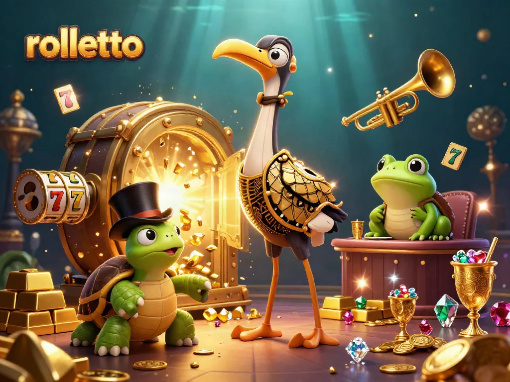 Experience the excitement of rolletto as characters celebrate winning at a vibrant casino scene.
