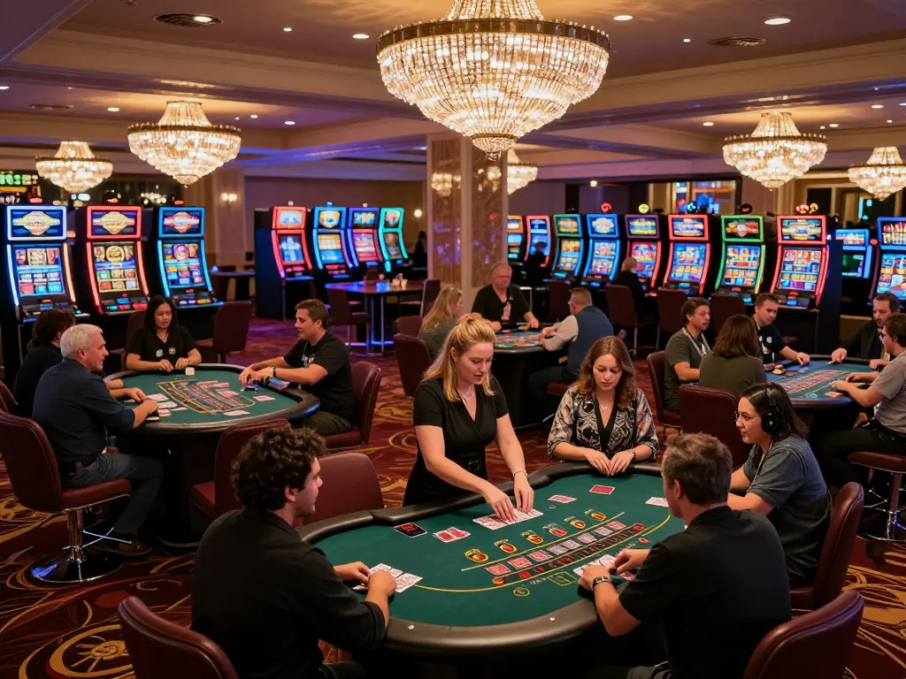 Ricbet casino blackjack tables in lively gameplay atmosphere, players engaged in strategic bets.