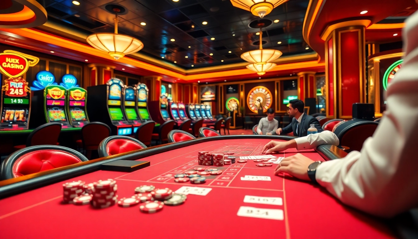 Experience the excitement of Hz888 at a luxurious casino poker table with vibrant chips and cards.