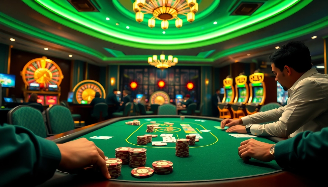 Players enjoying a game of poker at rik vip, featuring vibrant colors and professional casino ambiance.
