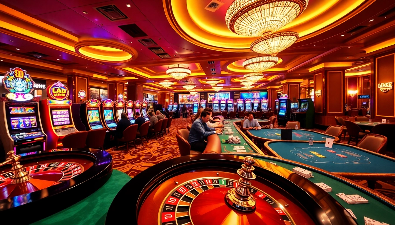 Experience the excitement of gambling at nhà cái max88 casino with vibrant gaming tables and slot machines.