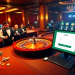 Experience thrilling Fun88 login excitement with luxurious casino ambiance featuring roulette and poker tables.