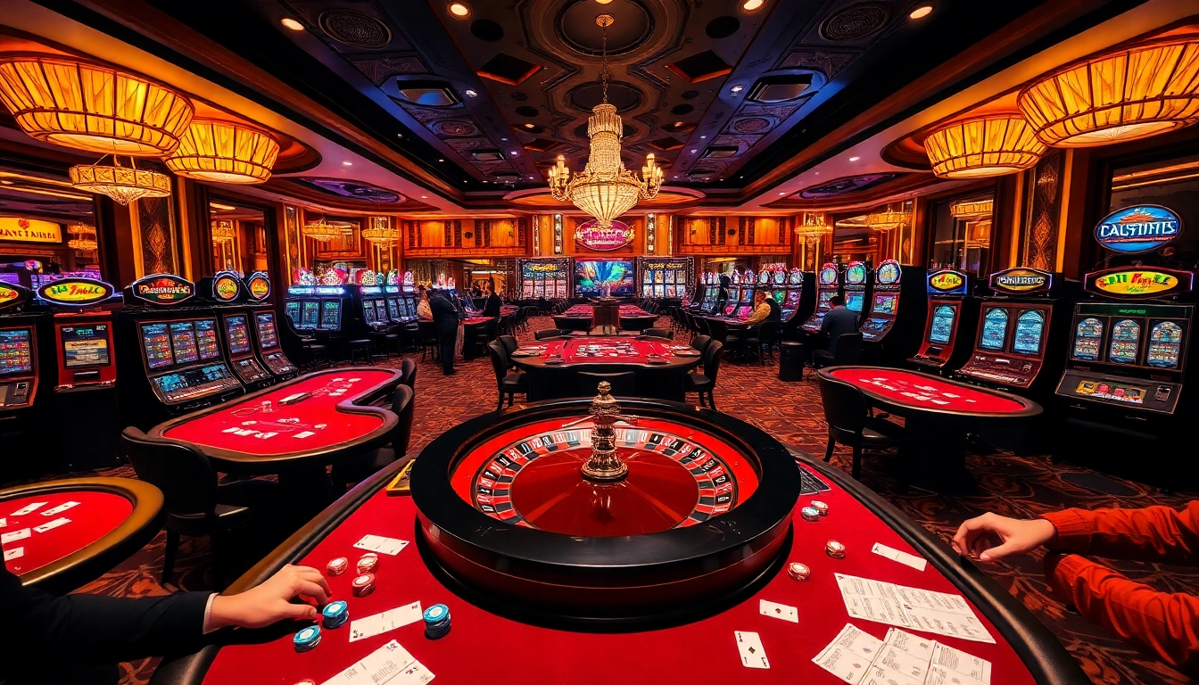 Engaging gambling scene illustrating dynamic gameplay at https://da88.bot/ with poker, slots, and roulette.