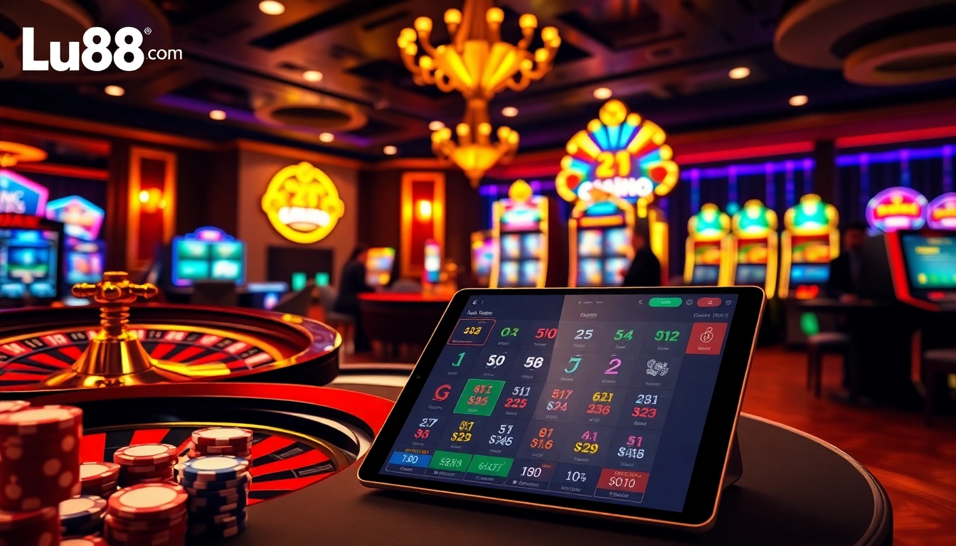 Experience thrilling gameplay and exciting wins at Lu88.com with vibrant casino elements.