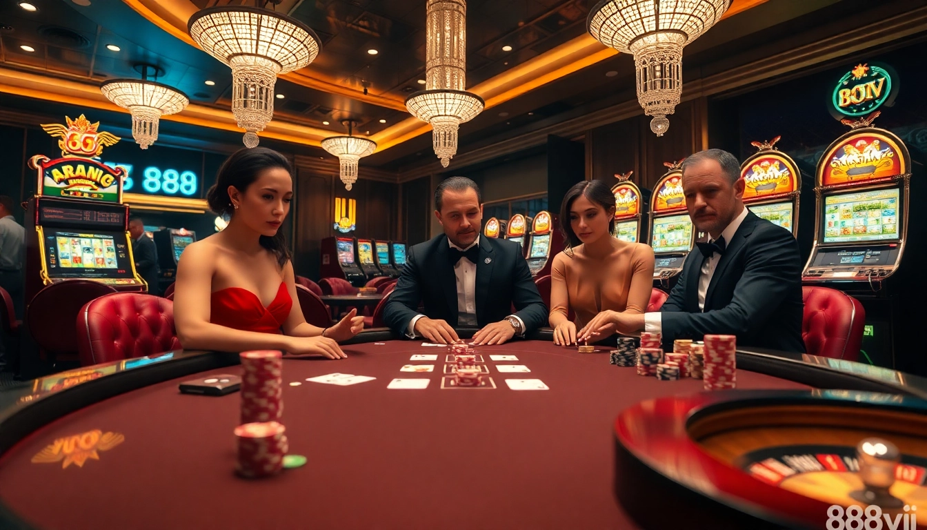 Experience the thrill of high-stakes gambling at 888vi with elegant tables and vibrant slot machines.